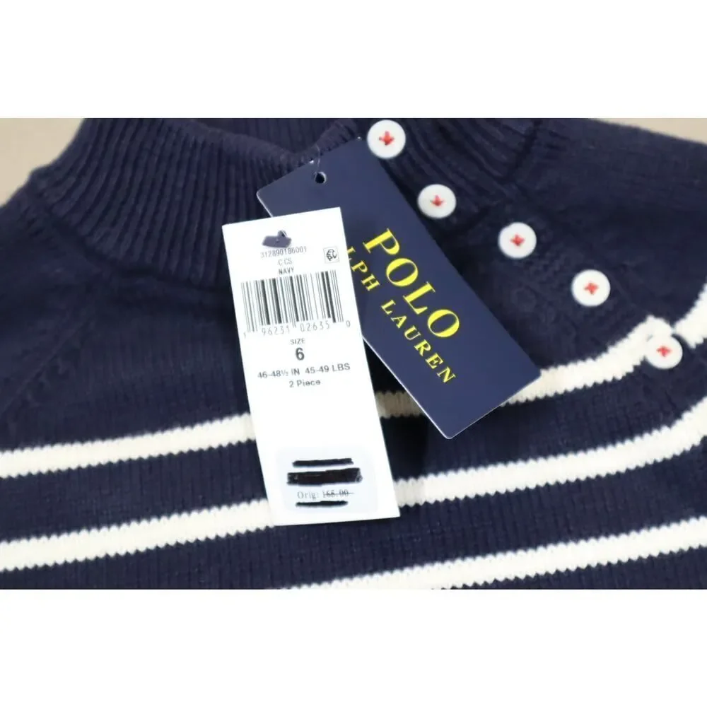 Polo Ralph Lauren Girls Two-Piece Nautical Striped Sweater and Skirt Set Size 6‎